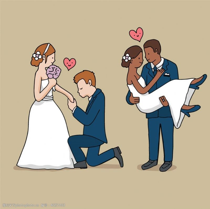 猪年广告卡通新郎新娘图片