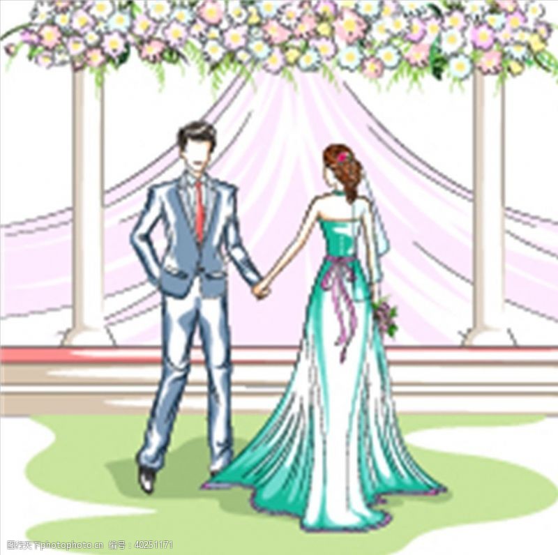 婚礼设计卡通新郎新娘图片