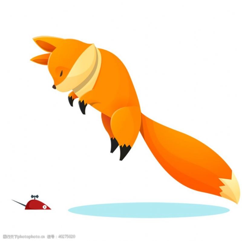 手绘图标可爱跳起来的狐狸图片