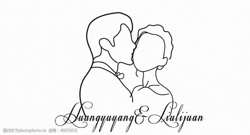 婚礼主题标志男女亲吻LOGO圆脸图片