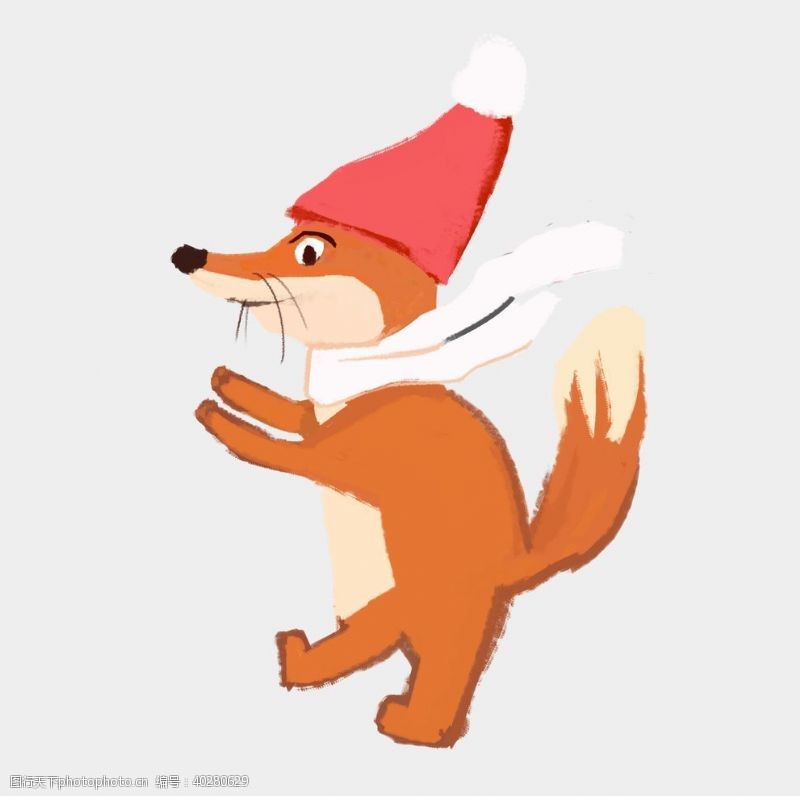 插画头像圣诞狐狸图片