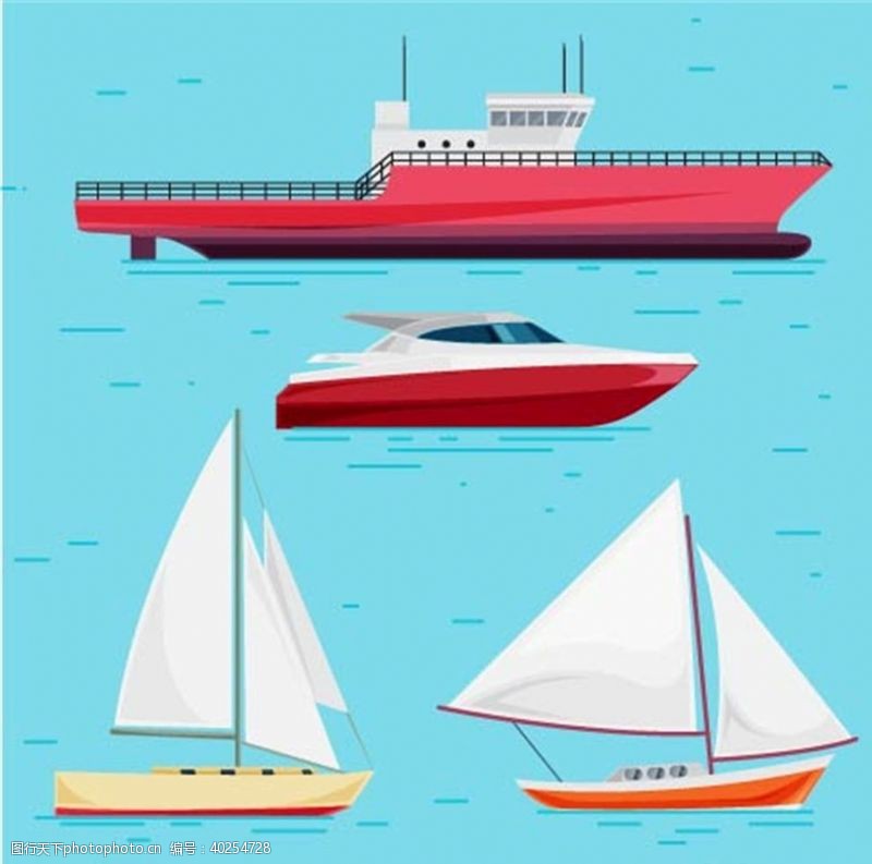 卡通木船矢量船只图片