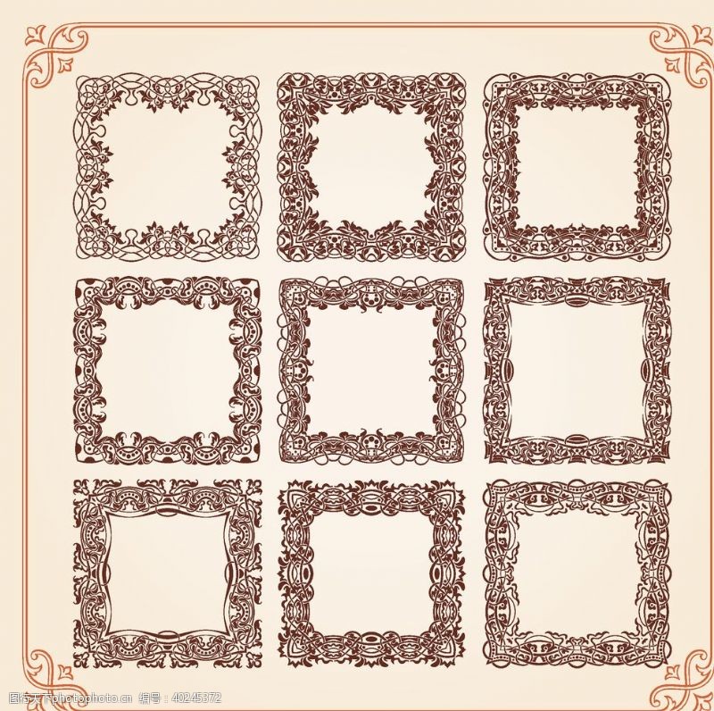 古典中国花纹矢量复古花纹边框图片