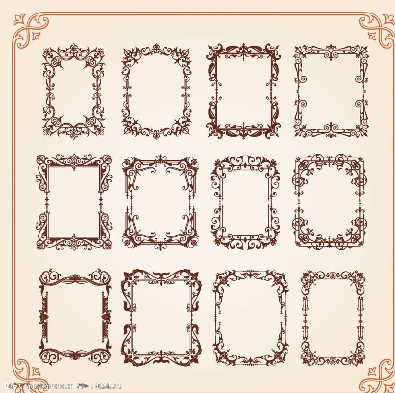 古典欧式花纹矢量复古花纹边框图片