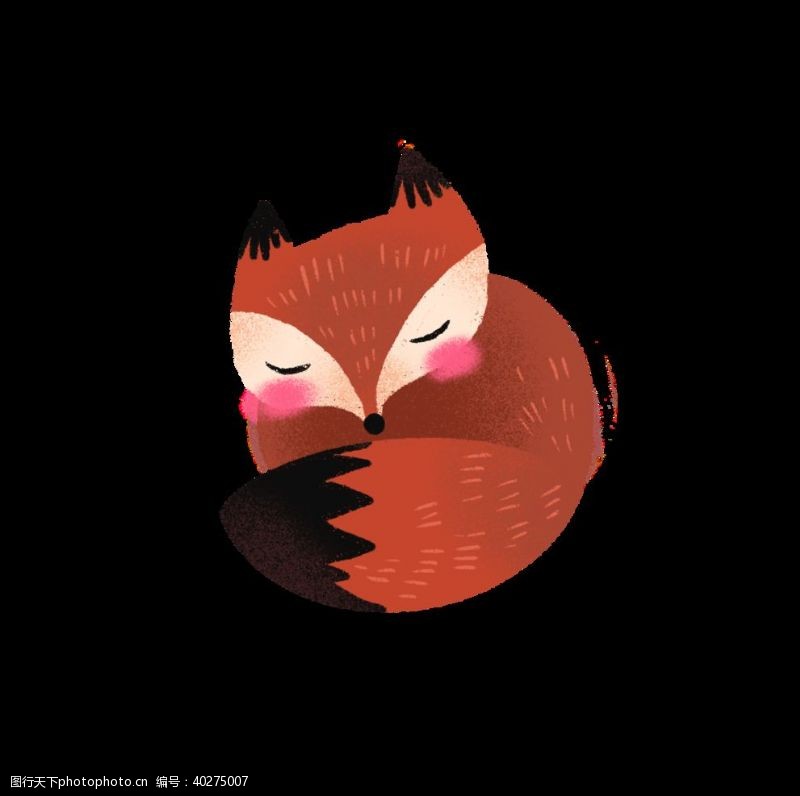 人物插画睡着的小狐狸图片