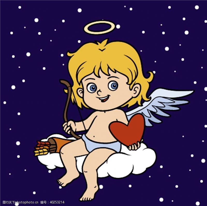 卡通月亮天使丘比特图片
