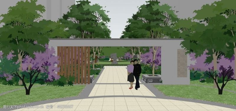 庭院小区景观园林设计效果图图片