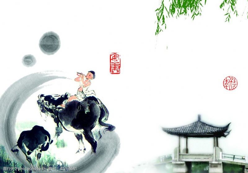 古天乐中国风背景水墨清明传统文化图片