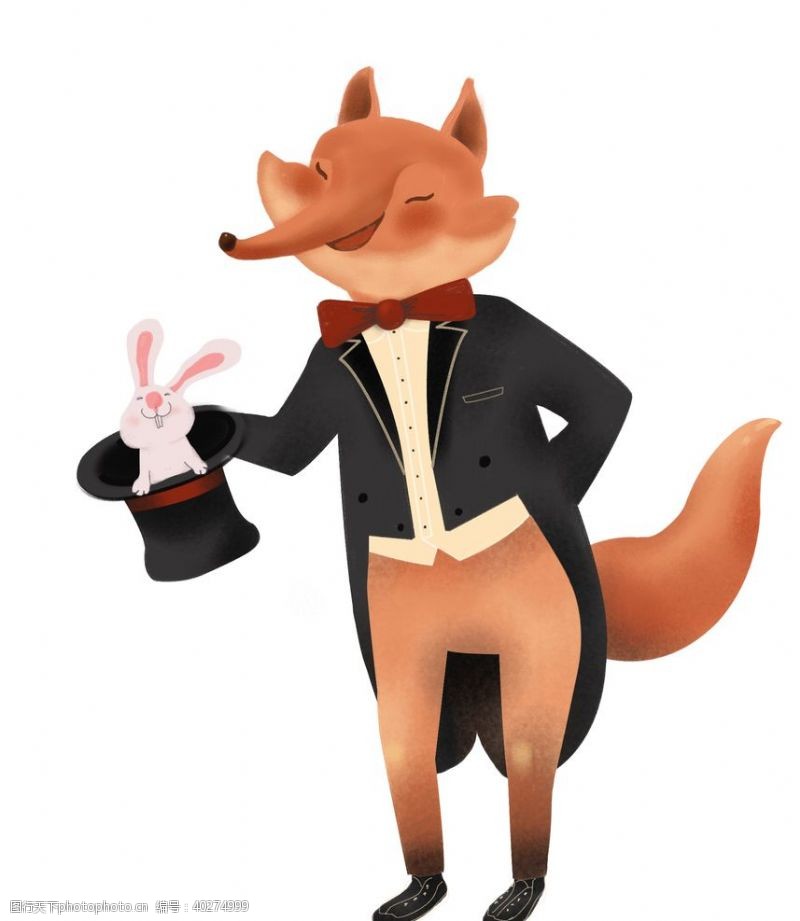 插画头像变魔术的小狐狸图片