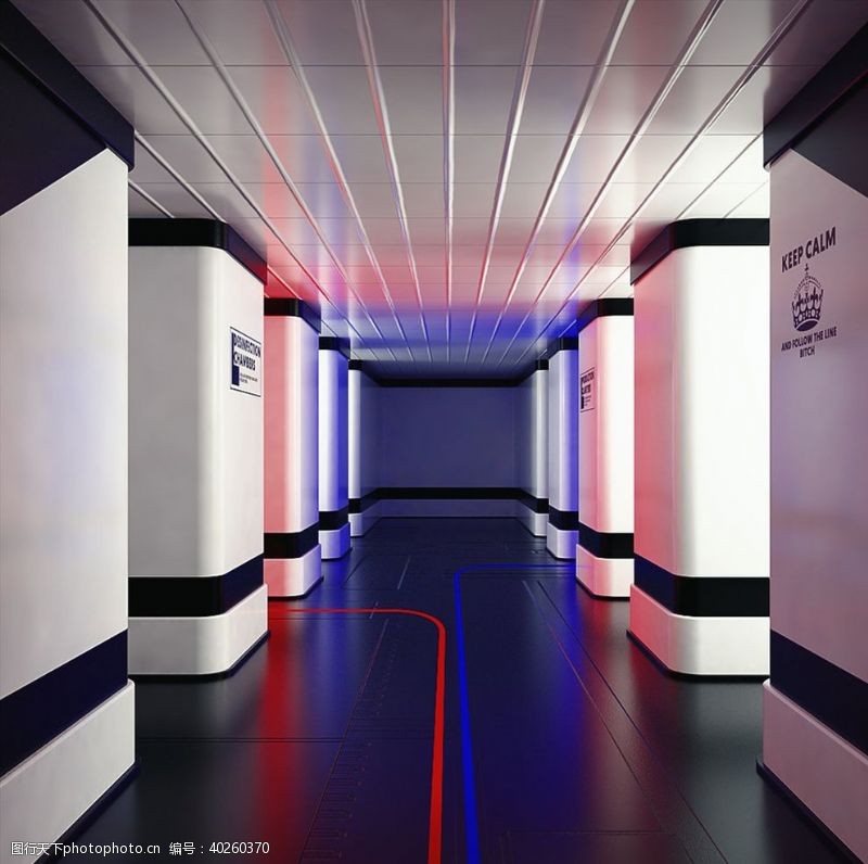 3d模型C4D模型大厅走廊过道机构图片