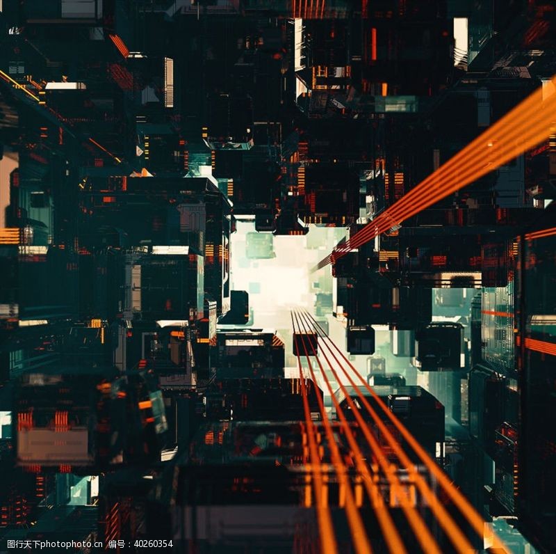 电影背景C4D模型电子隧道过道迷宫图片