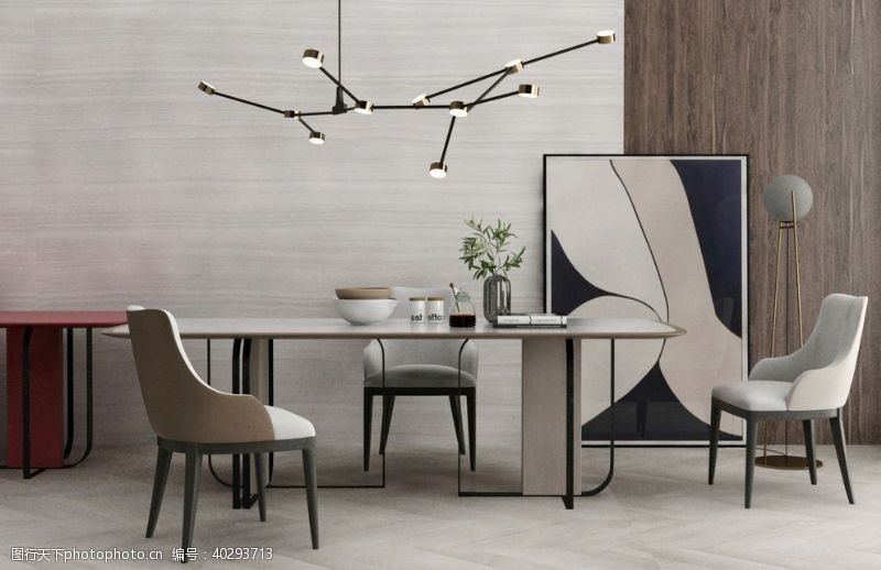 3d室内模型餐桌餐椅组合3d模型图片