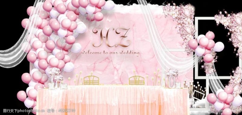 浪漫粉色背景粉色婚礼签到处图片