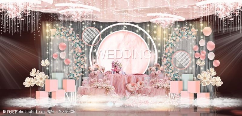 粉色唯美背景粉色婚礼效果图图片