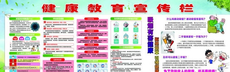 禁烟健康教育宣传栏新冠疫情图片