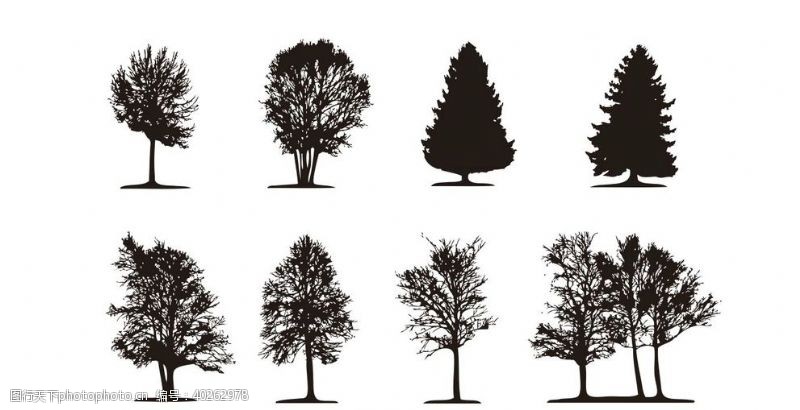 树杈剪影矢量剪影树木图片