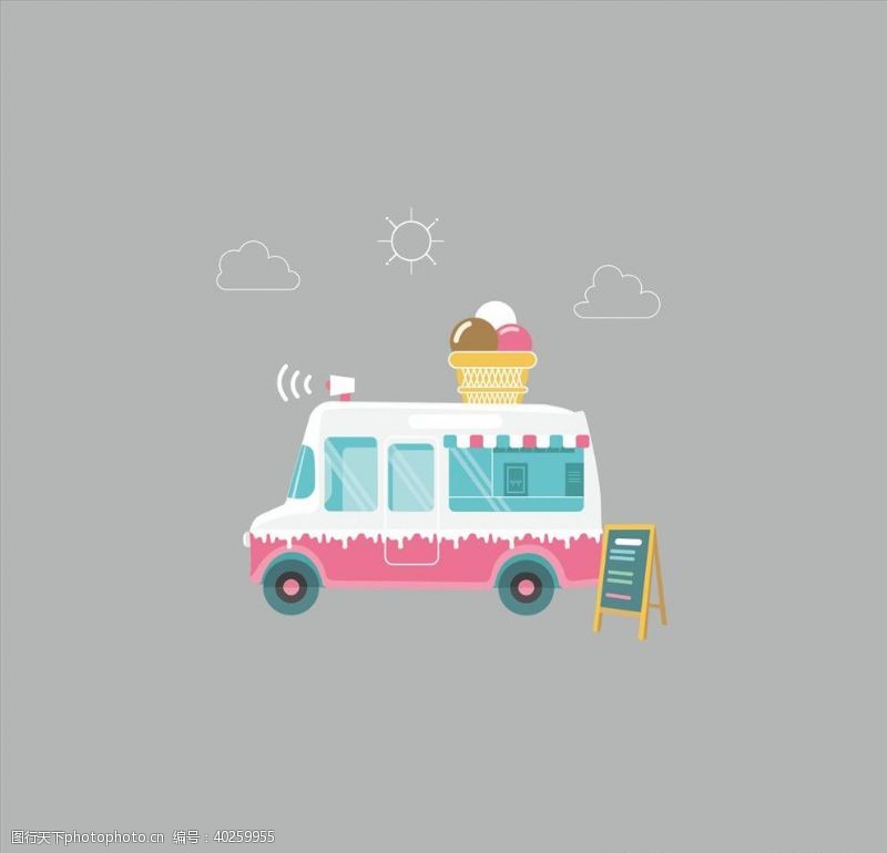 冰淇淋广告卡通车图片