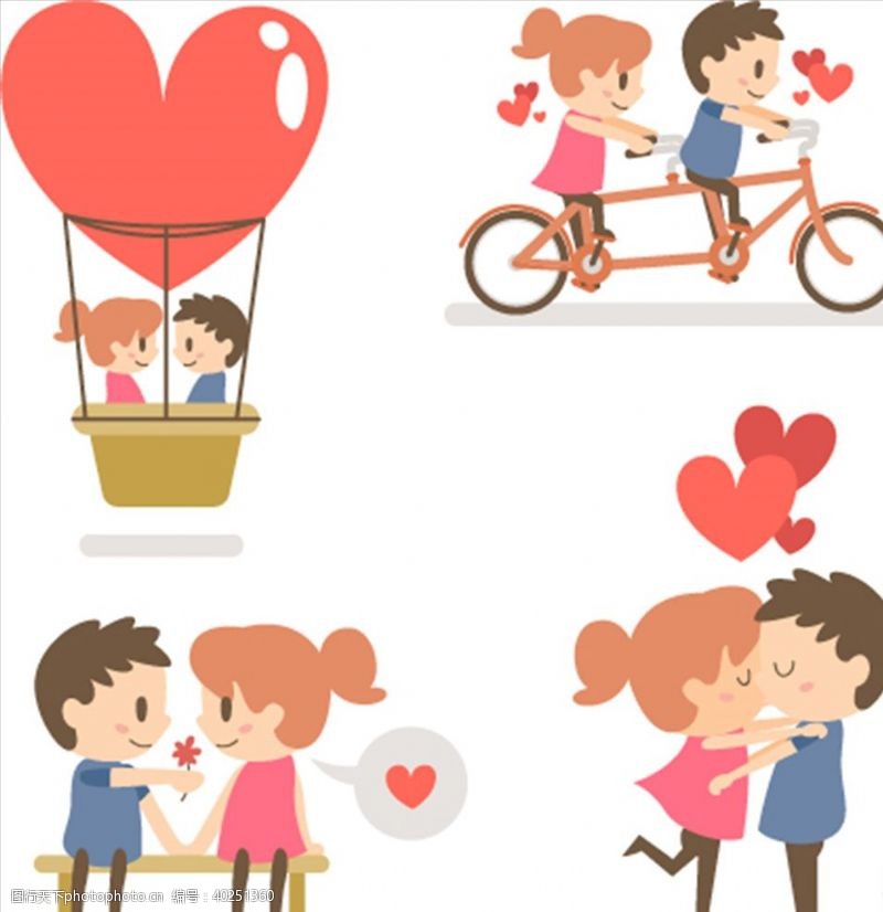 热气球卡通情侣图片