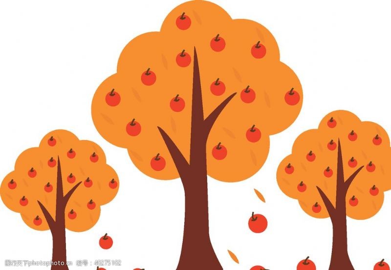 彩绘世界卡通手绘苹果树图片