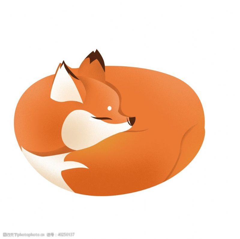 标志矢量素材卡通睡着的小狐狸插画图片