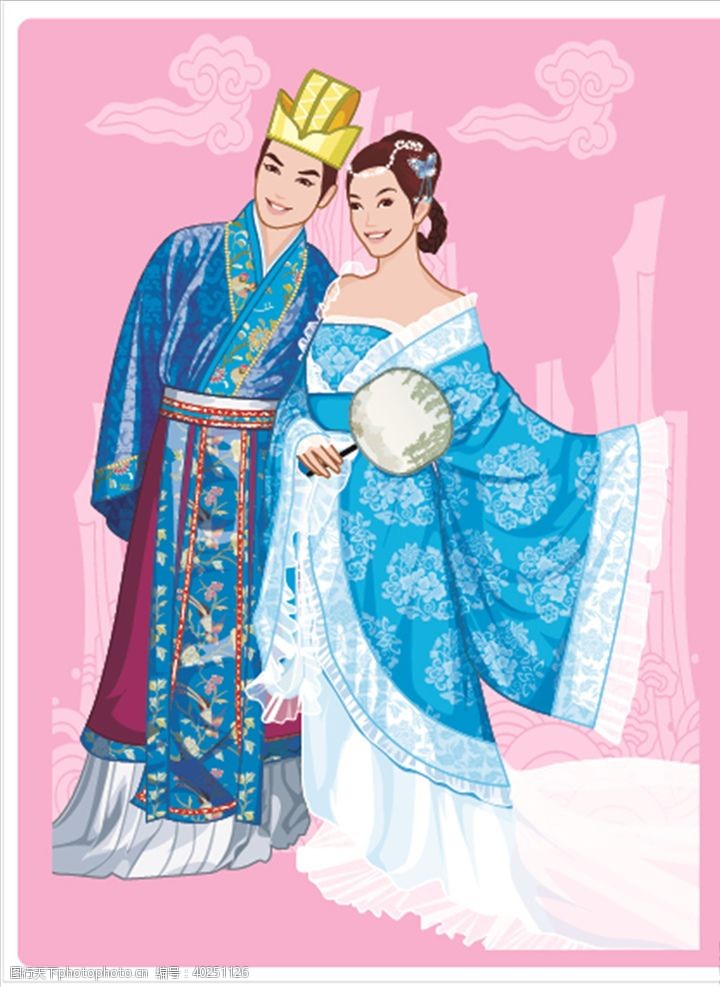龙年春节卡通新郎新娘图片