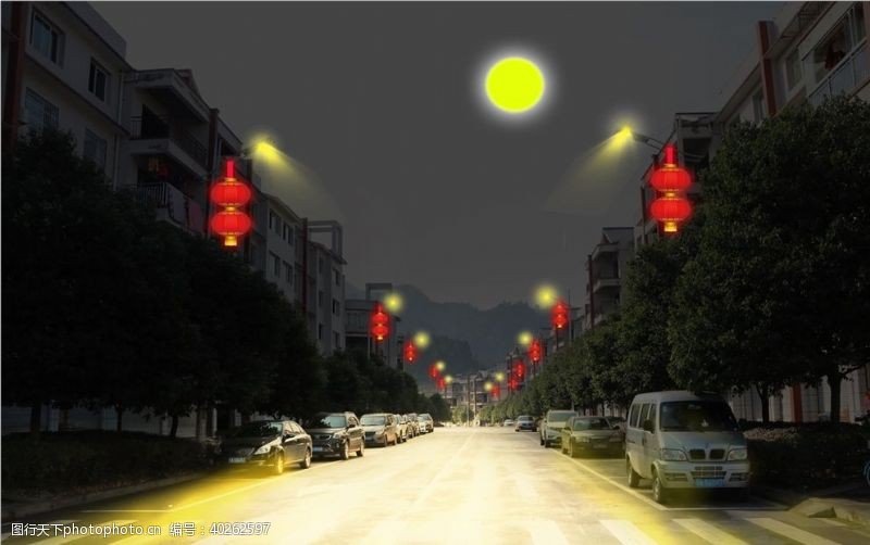 街道亮化灯饰效果图图片