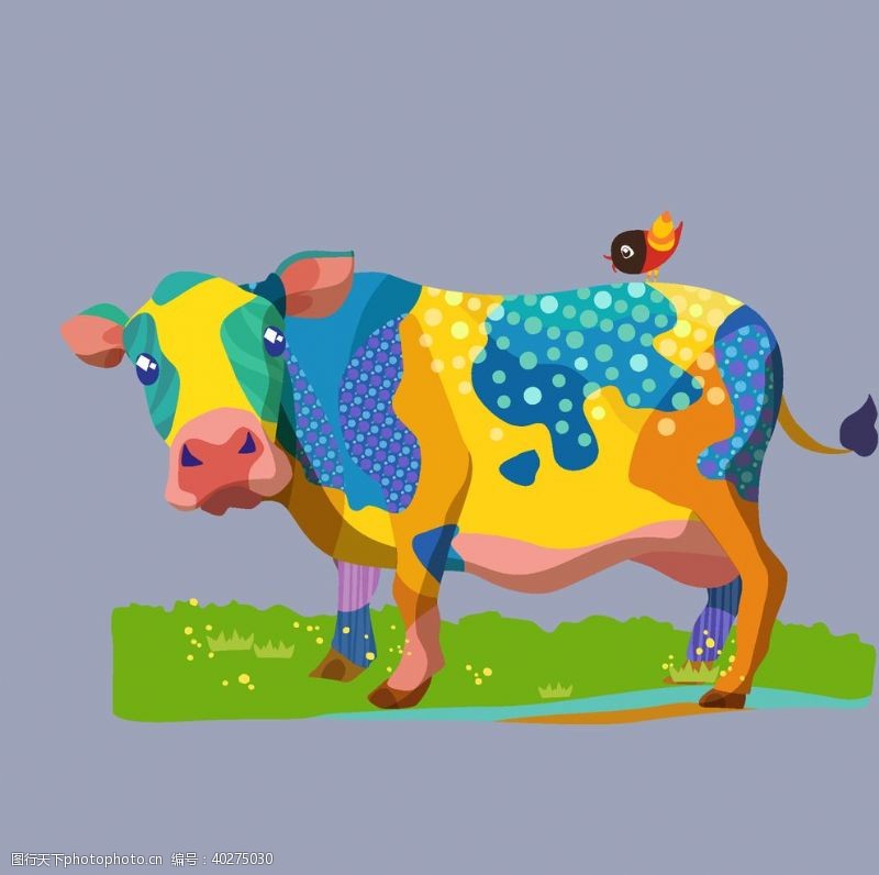 儿童绘画牛牛年奶牛公牛斗牛牧场图片