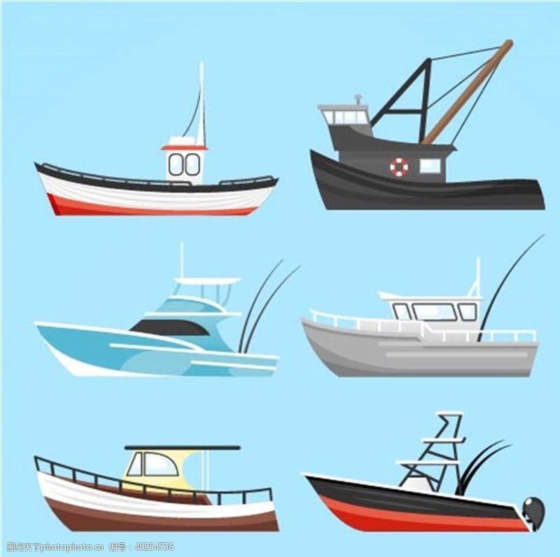卡通木船矢量船只图片