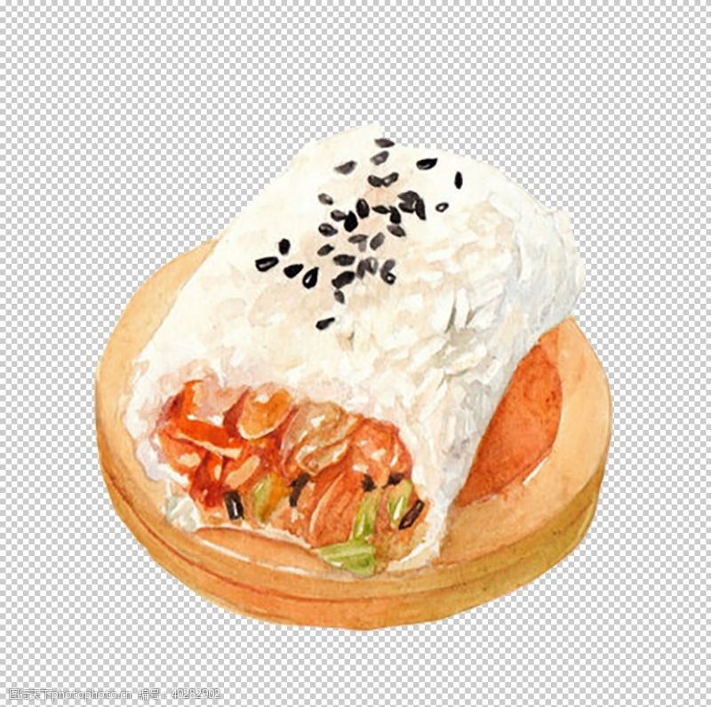 吃寿司手绘饭团图片