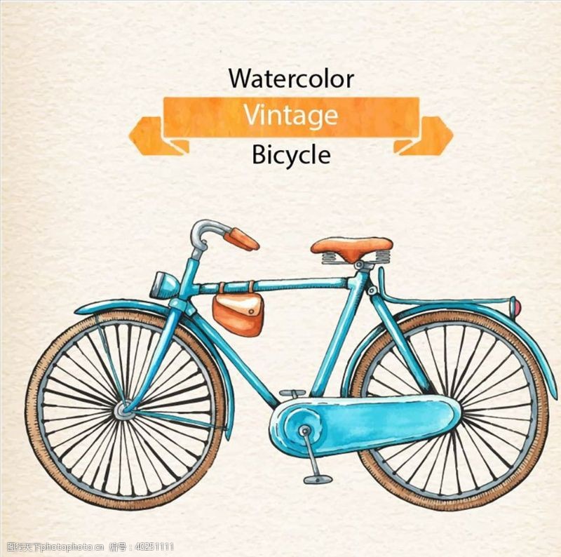 插画背景手绘自行车图片