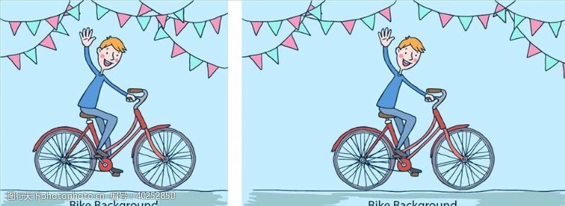 卡通动物园手绘自行车图片