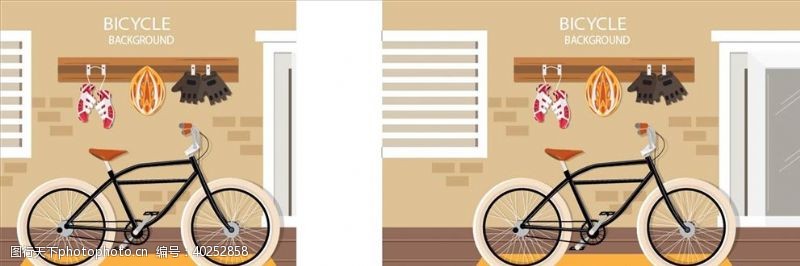 可爱卡通背景手绘自行车图片