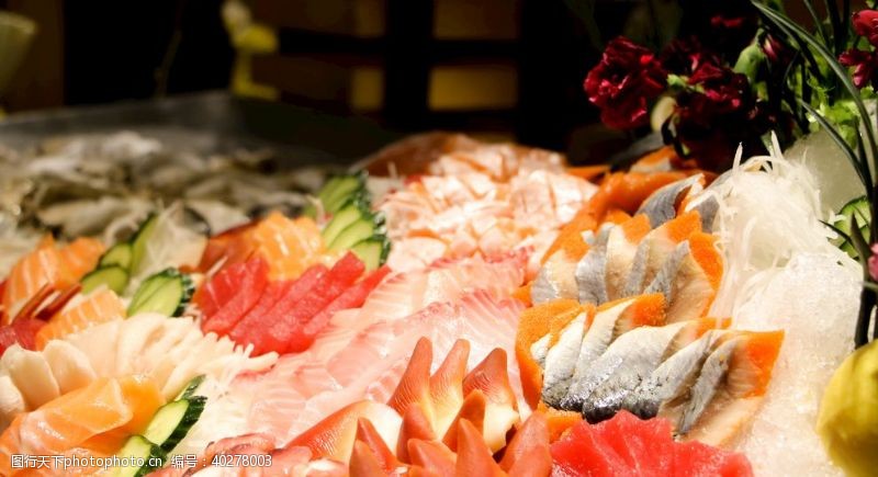 西餐厅三文鱼海鲜自助餐菜品图片