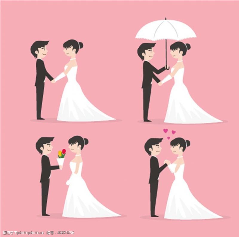 情侣插画新郎新娘图片
