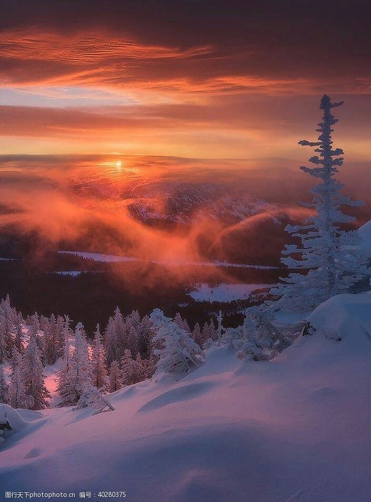 山水风景雪景图片