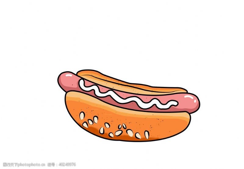 卡通狗狗原创手绘美食热狗素材图片