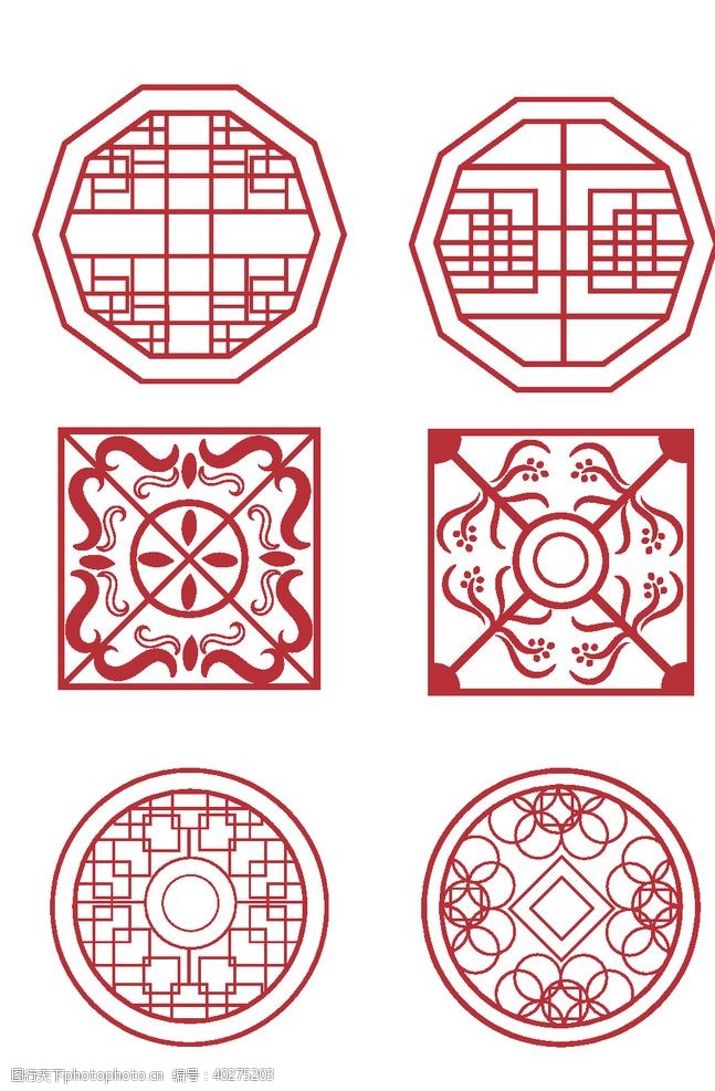 方格中式古典镂空花纹图片