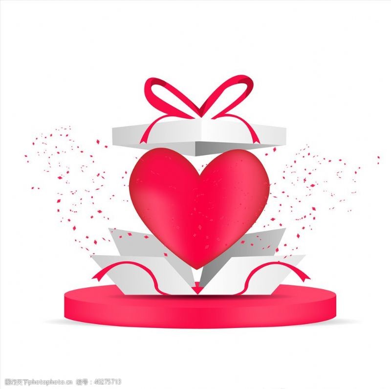 情人节礼物爱心和礼盒图片