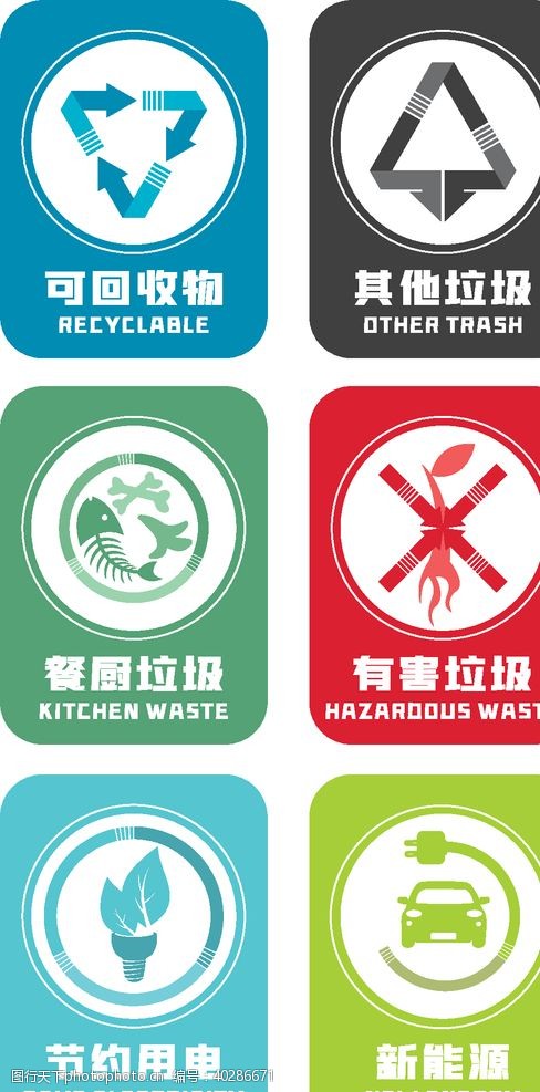 环保标志简约风环保垃圾分类标识VI导视图片