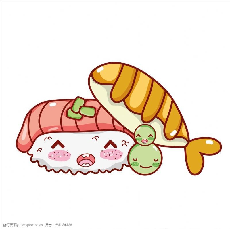 三文鱼片卡通日本寿司图片