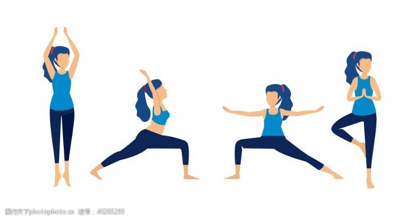 女性矢量瑜伽插画图片