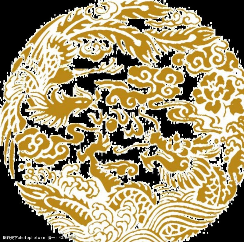 国潮中国风金色龙元素图片