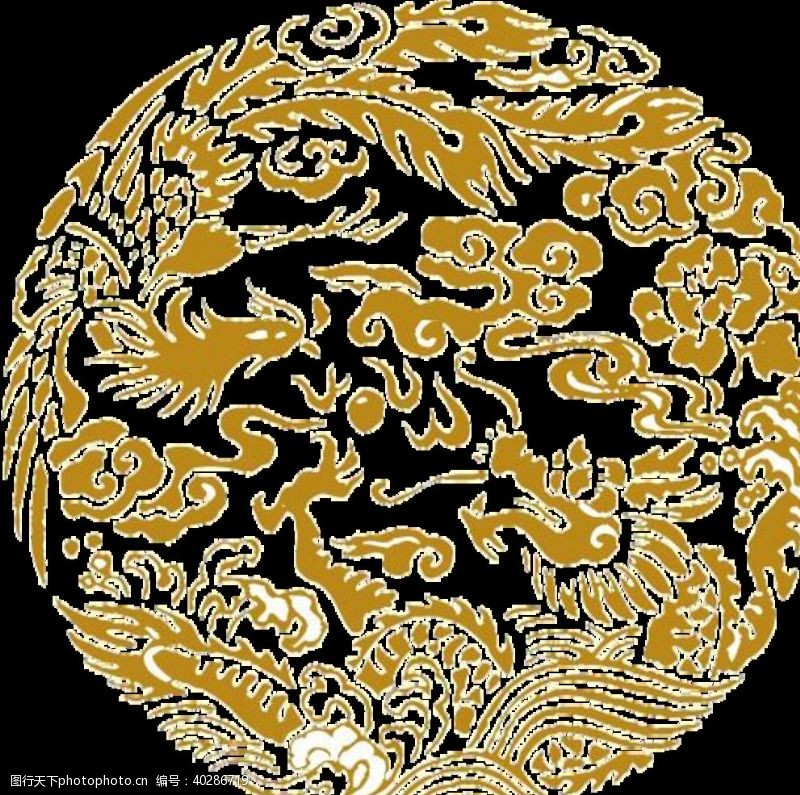龙抬头中国风金色龙元素图片