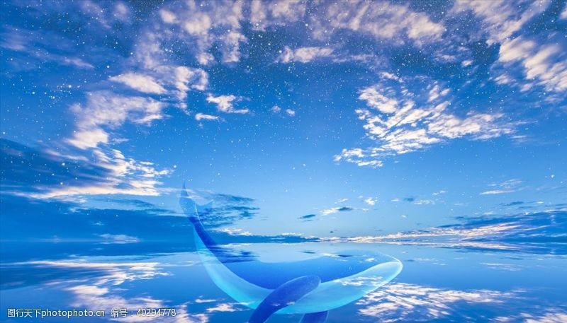 蓝天鲸鱼图片