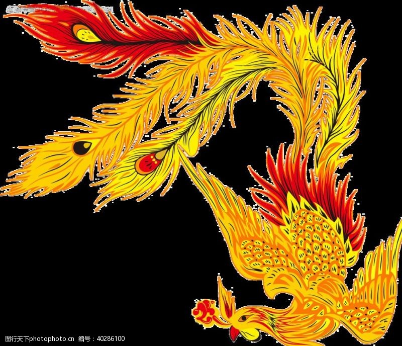 中国剪纸手绘水彩凤凰图片