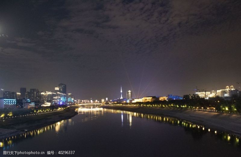 人文景观武汉汉江夜景图片