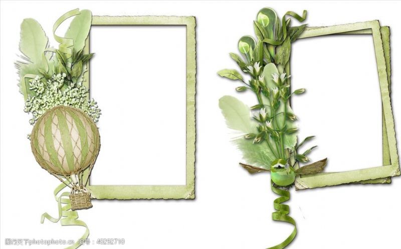 羽毛球植物装饰相框png图片
