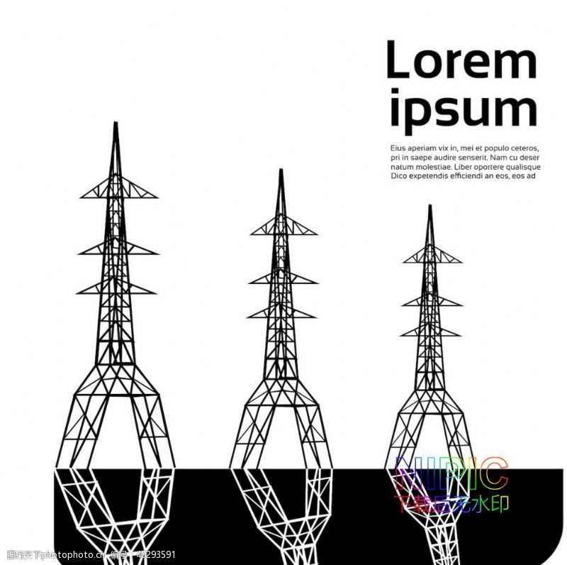 版式设计矢量图片通信电力塔矢量图下载