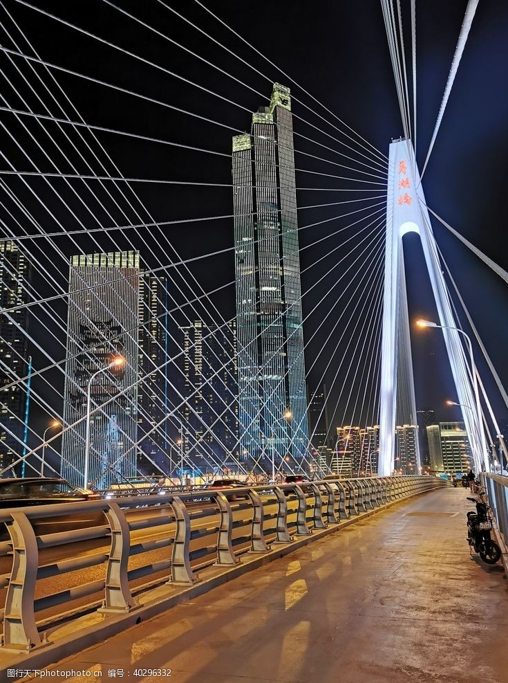 人文景观武汉月湖桥夜景图片